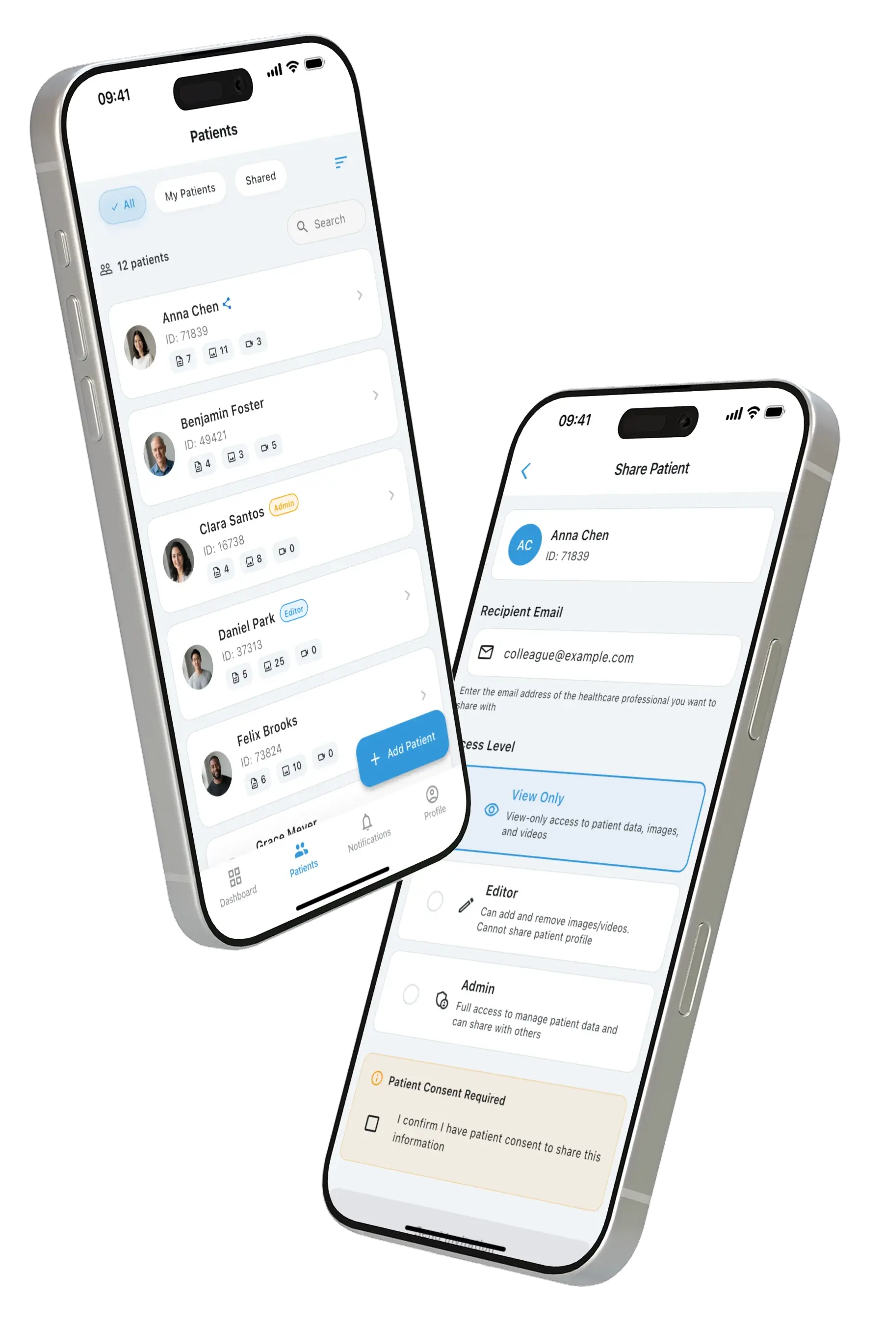 PixioDoc app interface showing patient documentation workflow